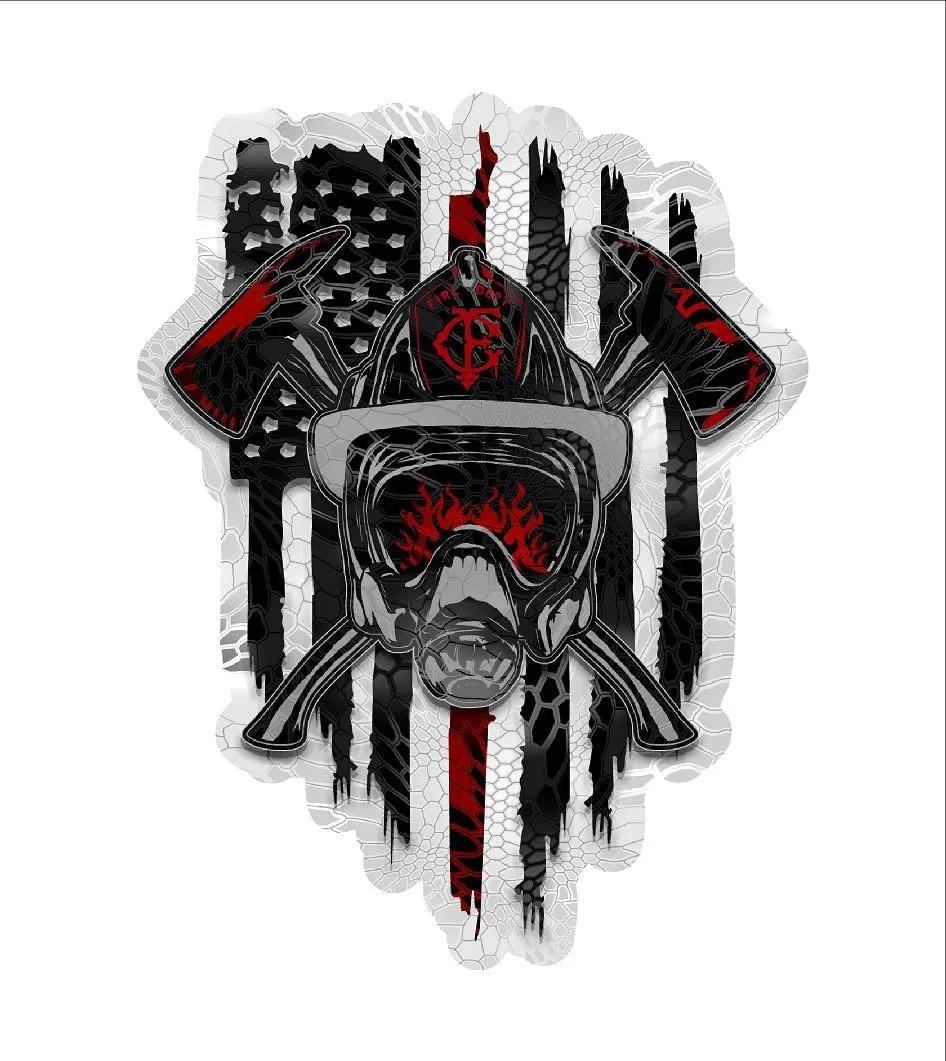 2 Pack American Flag Axe Halligan SCBA Mask Firefighter Fireman Fire Maltese Decal (5" Two Pack)