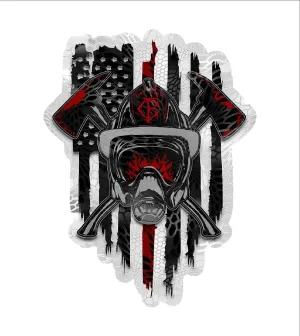2 Pack American Flag Axe Halligan SCBA Mask Firefighter Fireman Fire Maltese Decal (5" Two Pack)