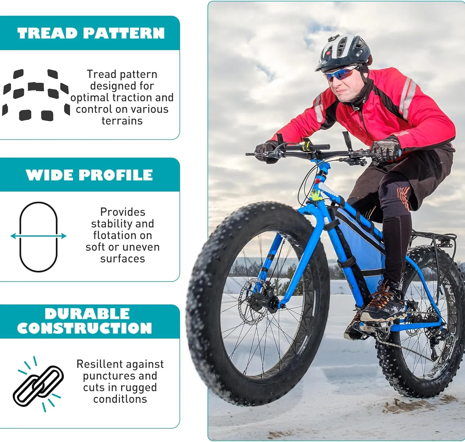2 Pack Fat Tire for Ebike Mountain Bike Heavy Duty High-Performance Wear-Resistant E-Bike Mountain Snow Bike Tire 20" x 4"Black1/2 Tires 1/2 Tubes 2 levers