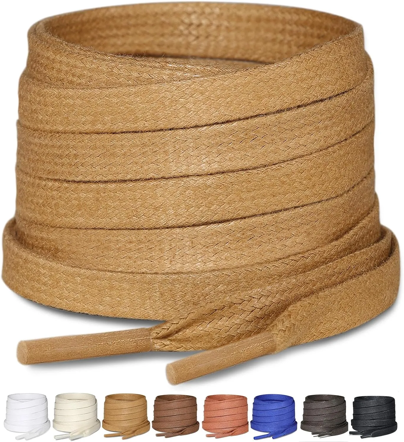 2 Pairs Flat Waxed Cotton Shoelaces, 1/4" Wide Laces for Boots & Casual Shoes