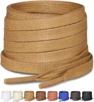 2 Pairs Flat Waxed Cotton Shoelaces, 1/4" Wide Laces for Boots & Casual Shoes