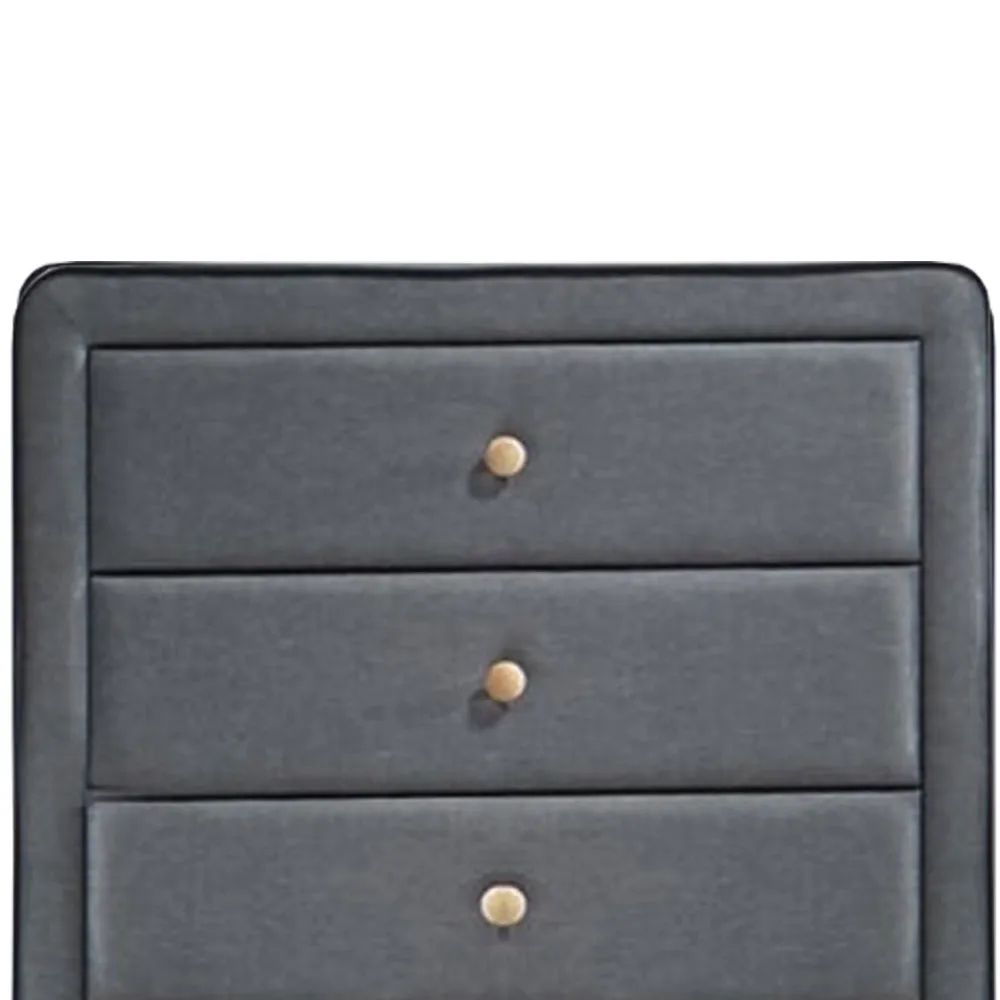 5 Drawers Transitional Style Wood and Fabric Upholstery Chest, Gray