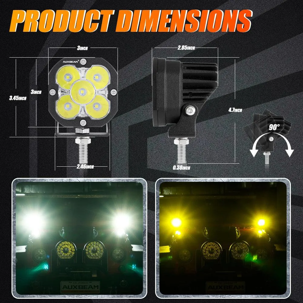 AR-800 RGB Switch Panel   3 Inch LED Pods with White&Yellow Cover