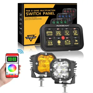 AR-800 RGB Switch Panel   3 Inch LED Pods with White&Yellow Cover