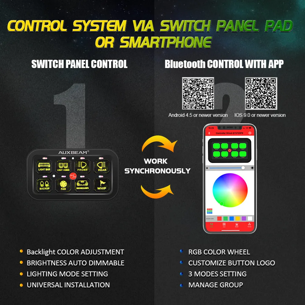 AR-800 RGB Switch Panel   3 Inch LED Pods with White&Yellow Cover
