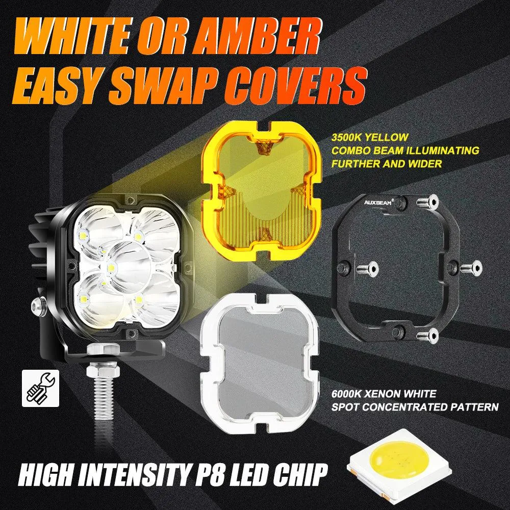 AR-800 RGB Switch Panel   3 Inch LED Pods with White&Yellow Cover