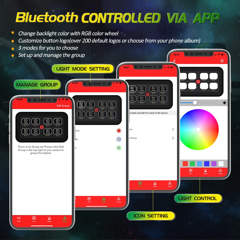 AR-800 RGB Switch Panel   3 Inch LED Pods with White&Yellow Cover