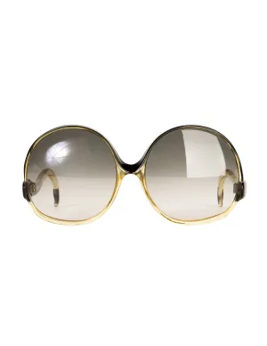 Balenciaga Vintage Oversized Black Amber Curved Arm Sunglasses
