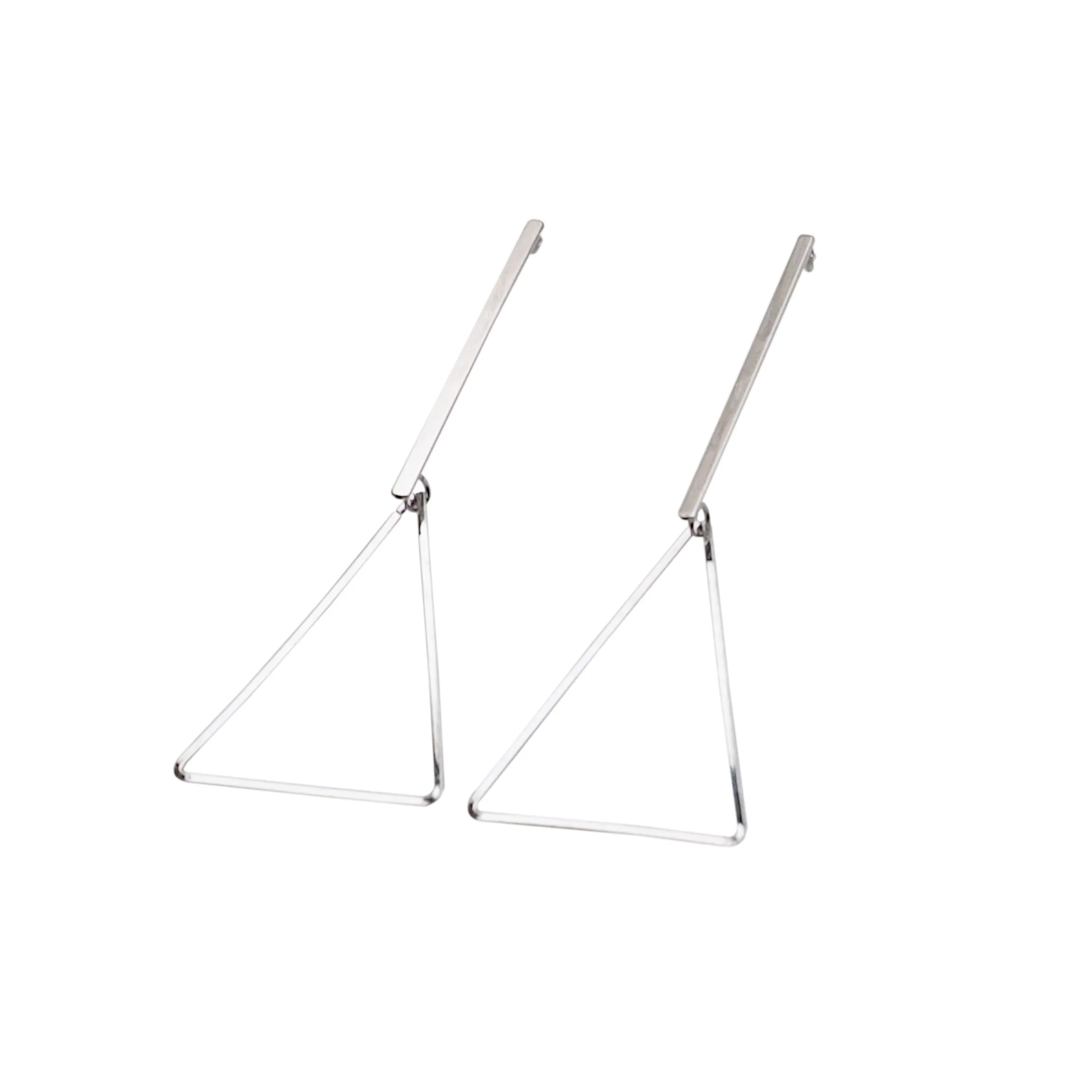 Bar and Triangle Hoop Invisible clip on earrings ( Silver tone )