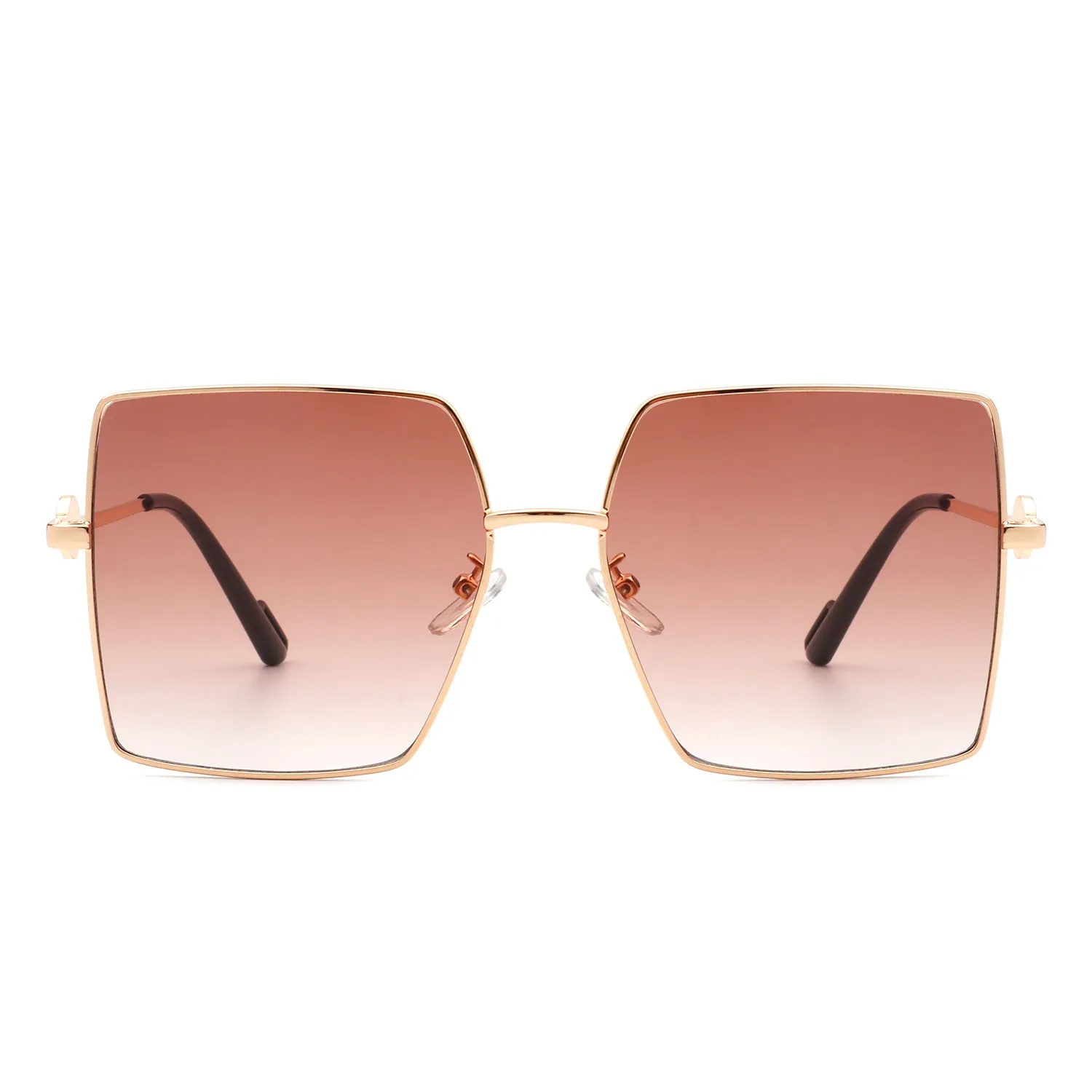 Benazia - Square Oversize Flat Top Large Tinted Women Fashion Sunglasses