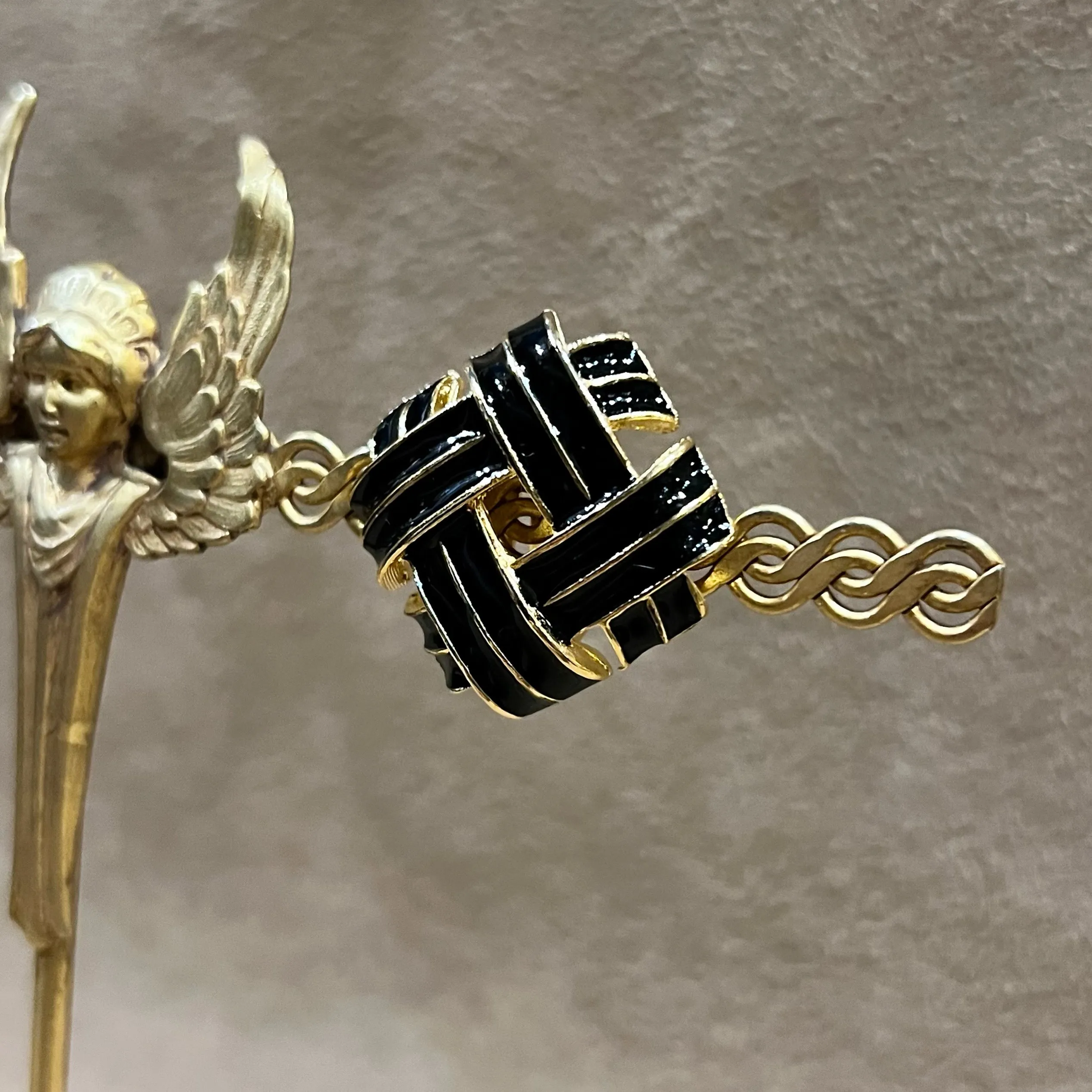 Black Enamel Vintage Clip On Earrings