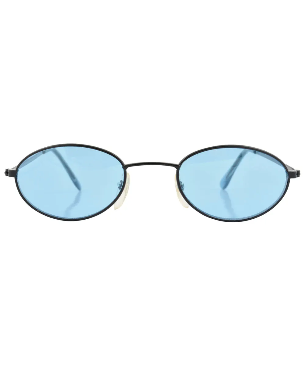 BUMP Black/Blue Oval Sunglasses
