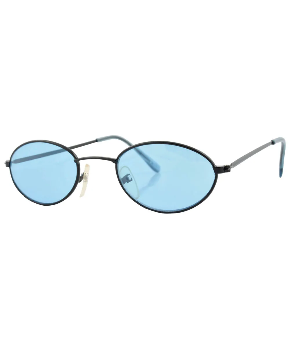 BUMP Black/Blue Oval Sunglasses