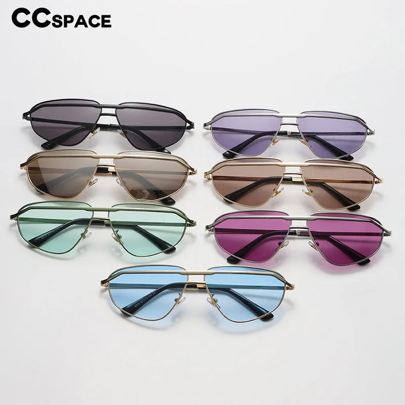 CCspace Unisex Full Rim Irregular Triangle Double Bridge Alloy UV400 Sunglasses 56348