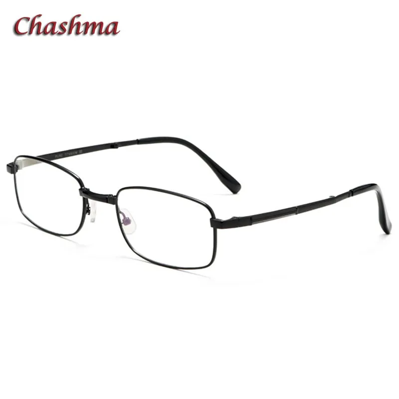 Chashma Ochki Unisex Full Rim Square Titanium Foldable Eyeglasses 8923