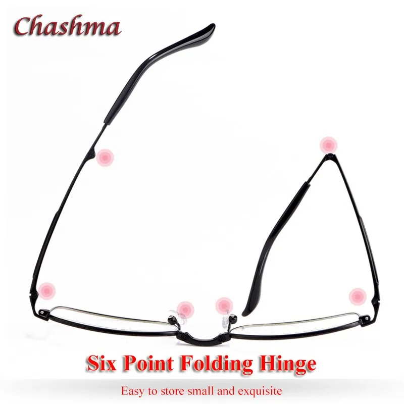 Chashma Ochki Unisex Full Rim Square Titanium Foldable Eyeglasses 8923
