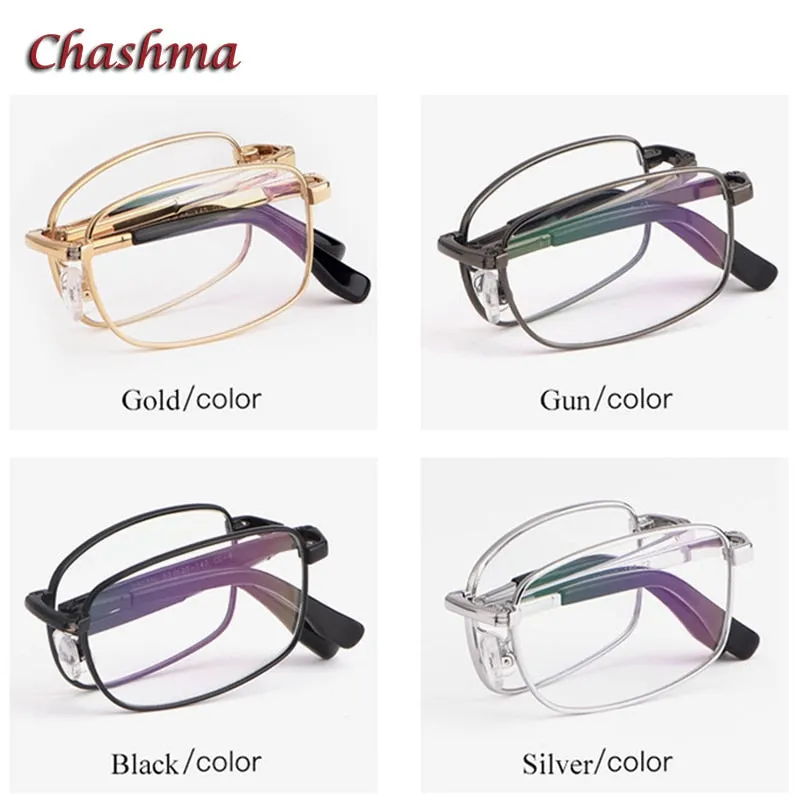 Chashma Ochki Unisex Full Rim Square Titanium Foldable Eyeglasses 8923