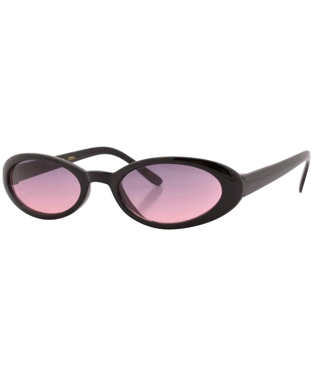 CHIKLET Black/Sunrise Oval Sunglasses