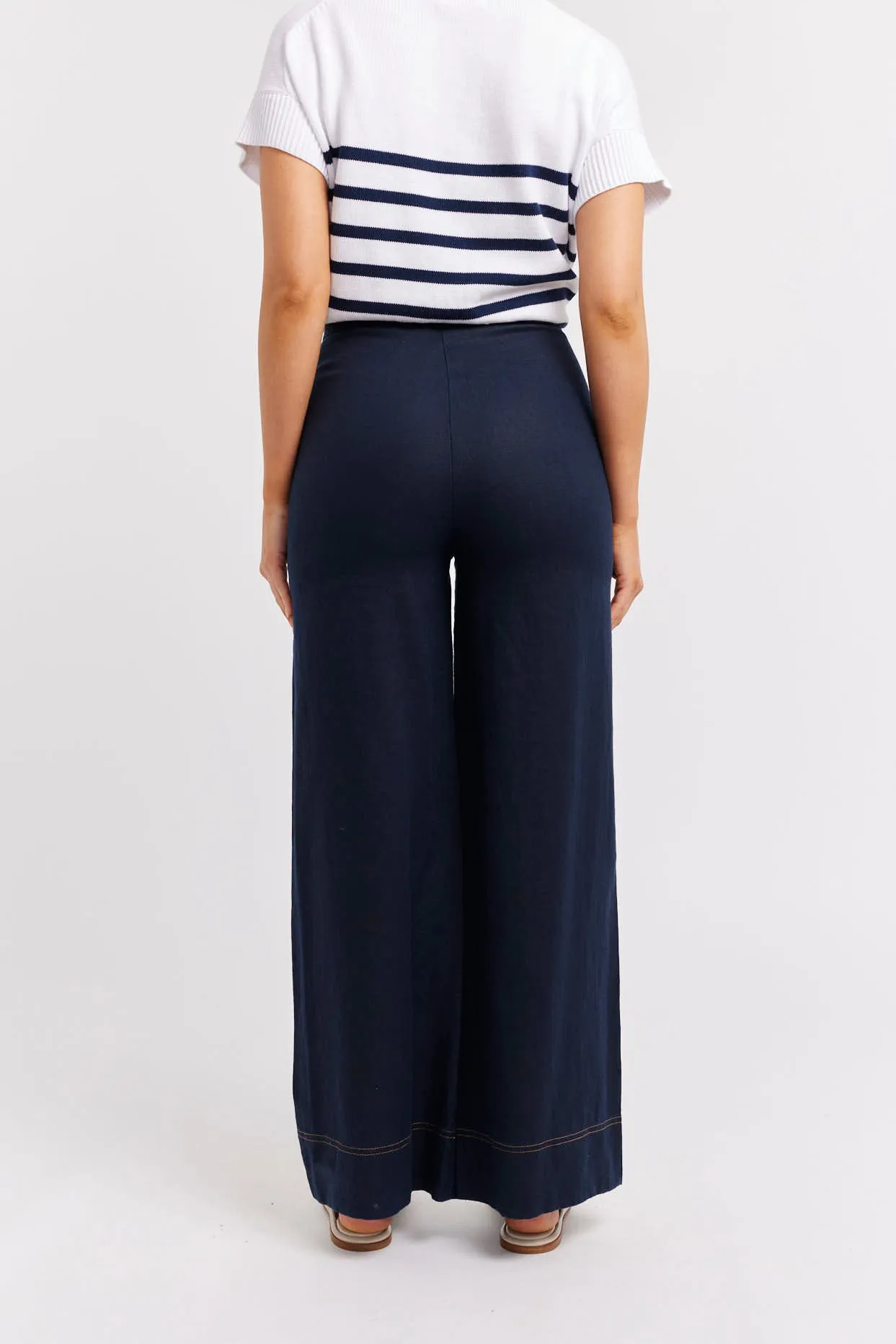 Clio Linen Pant in Navy