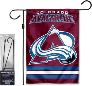 Colorado Avalanche Garden Flag and Pole Stand Mount Holder