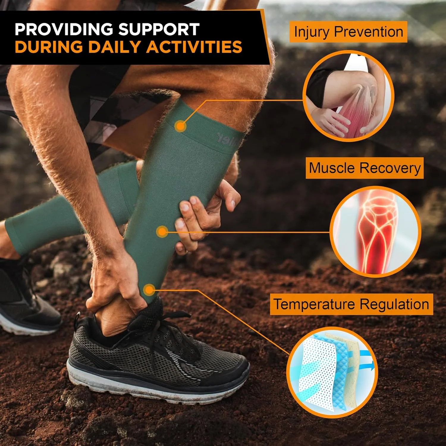 Doc Miller Compression Calf Sleeve for Men & Women, Premium Medical Grade, 20-30mmHg Graduated, Shin Splints, 1 Pair