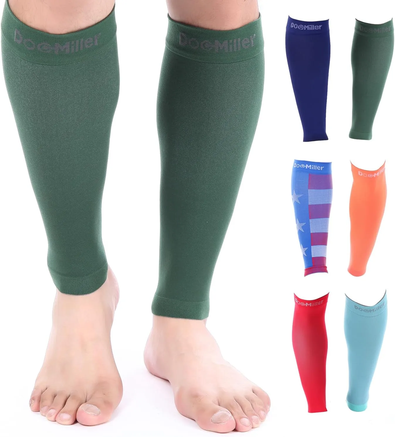 Doc Miller Compression Calf Sleeve for Men & Women, Premium Medical Grade, 20-30mmHg Graduated, Shin Splints, 1 Pair