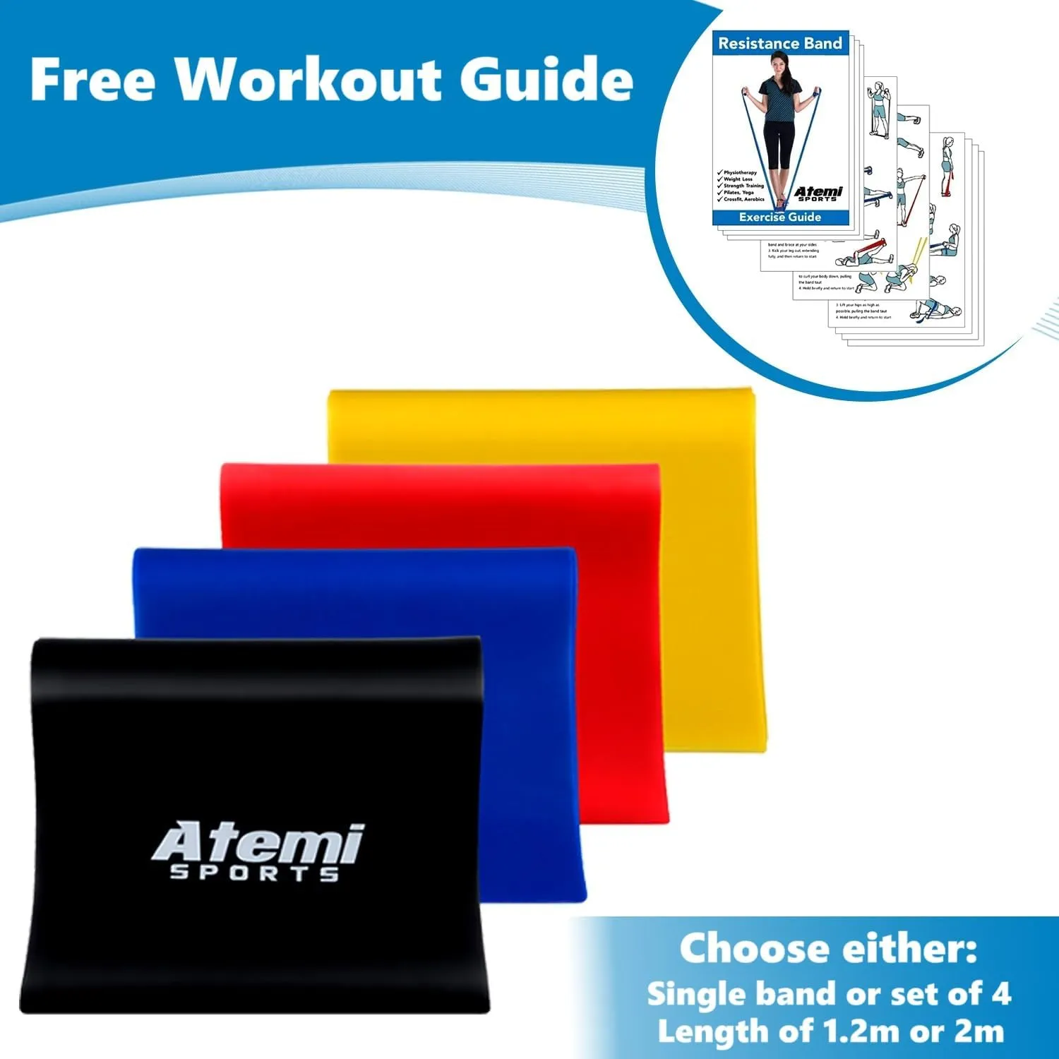 Exercise Bands for Physical Therapy | Resistance Band for Fitness, Yoga, Pilates | Long Resistance Bands for Working Out | Elastic Band for Exercise | Stretch Band
