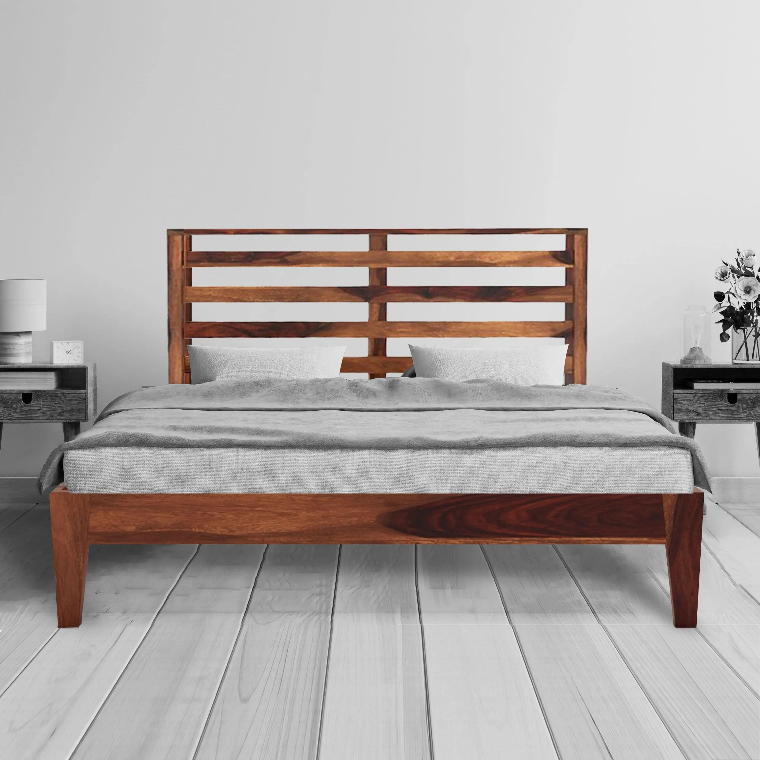 FEENA BED QUEEN Sheesham Wood (Honey Finish)