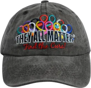 Fight Like a Girl They All Matter Find The Cure Embroidered Cap with Cancer Awareness Ribbons