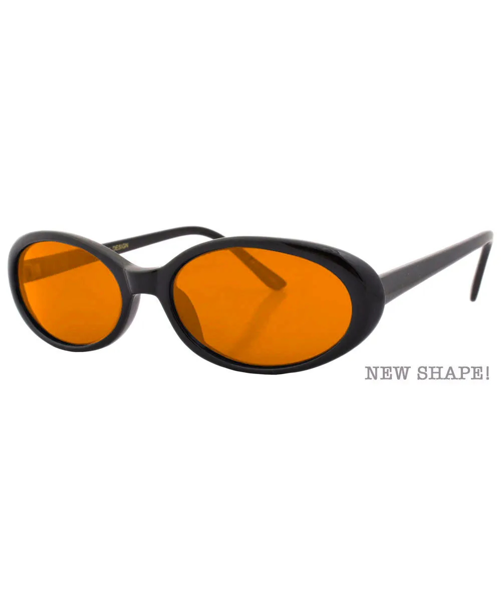 FUNKED Black/Orange Oval Sunglasses