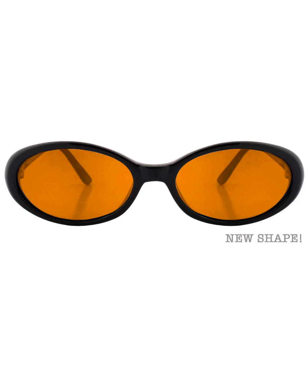 FUNKED Black/Orange Oval Sunglasses