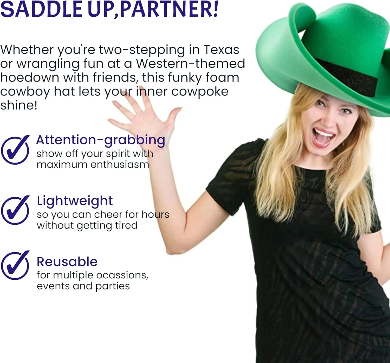 FUNSTITUTION Cowboy Hat - Giant Foam Hat - Oversized Cowboy Hat - Red - For Adults and Kids - Hilarious Hat - Large - Polyurethane Foam - All Ages