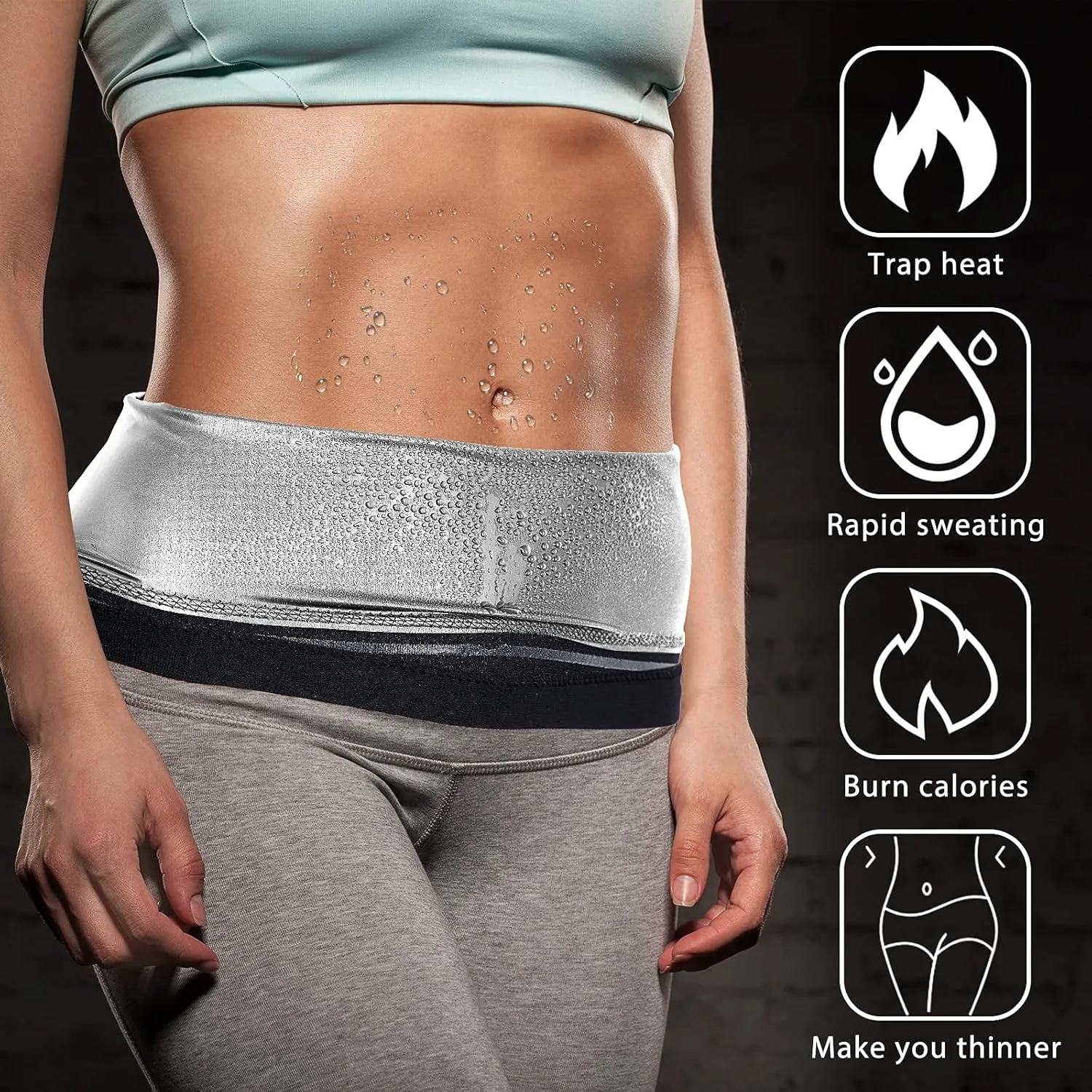 Geyoga Waist Trimmer Sweat Waist Trainer Wrap Stomach Wraps for Women Bodybuilding