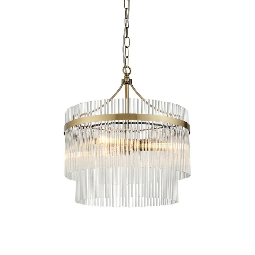 Glass Rods & Antique Brass Ceiling Light
