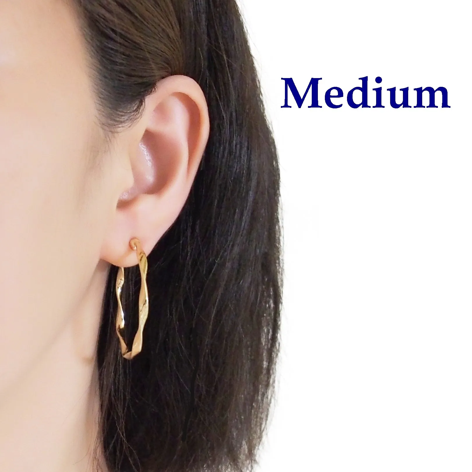 Gold Twisted Clip On Hoop Earrings