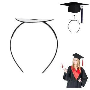 Graduation Cap Headband, Grad Cap Headband, Firm Anti-Fall Hairband for Graduation, Hat Accessories for Graduates Black
