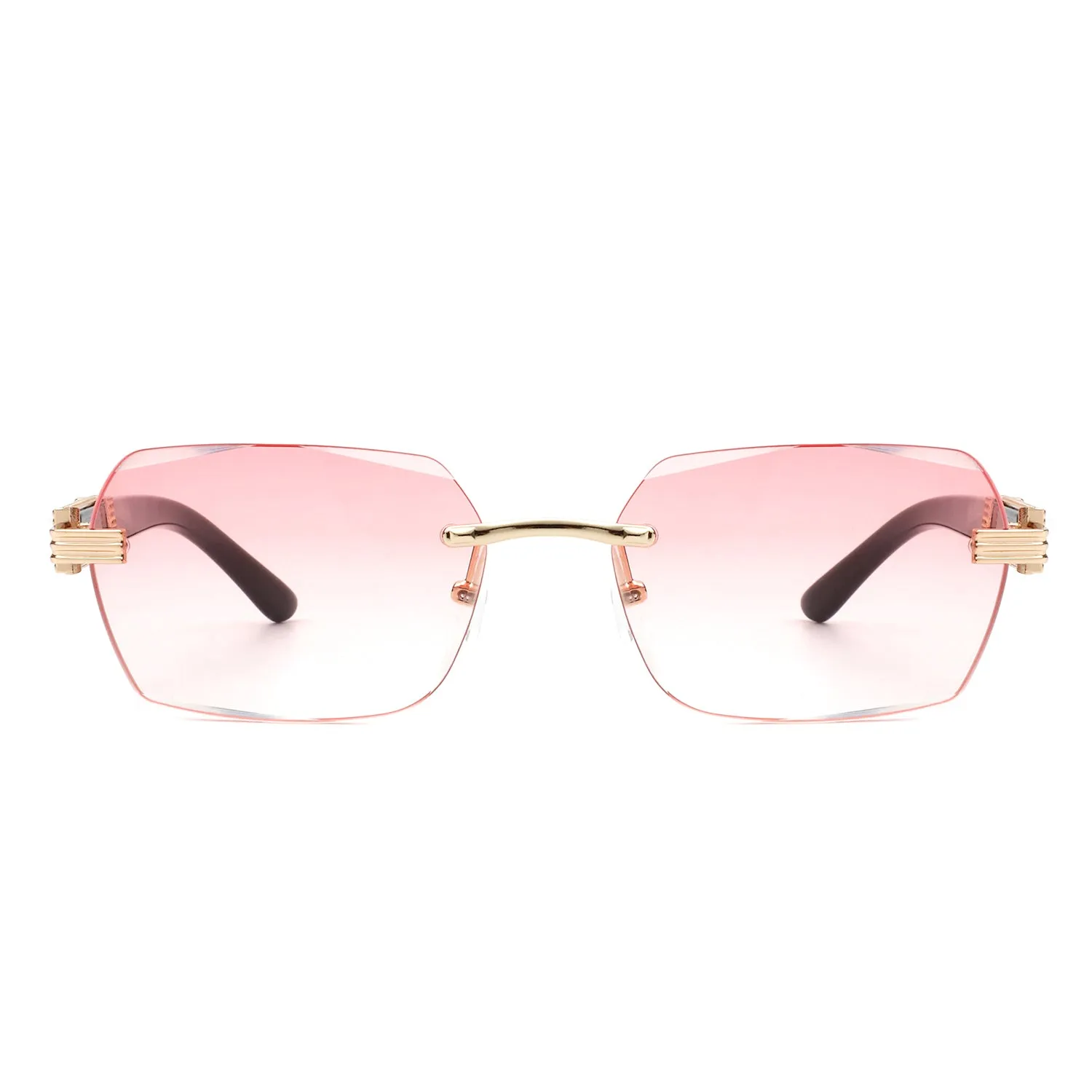Hailstorm - Rectangle Retro Rimless Tinted Frameless Fashion Square Sunglasses