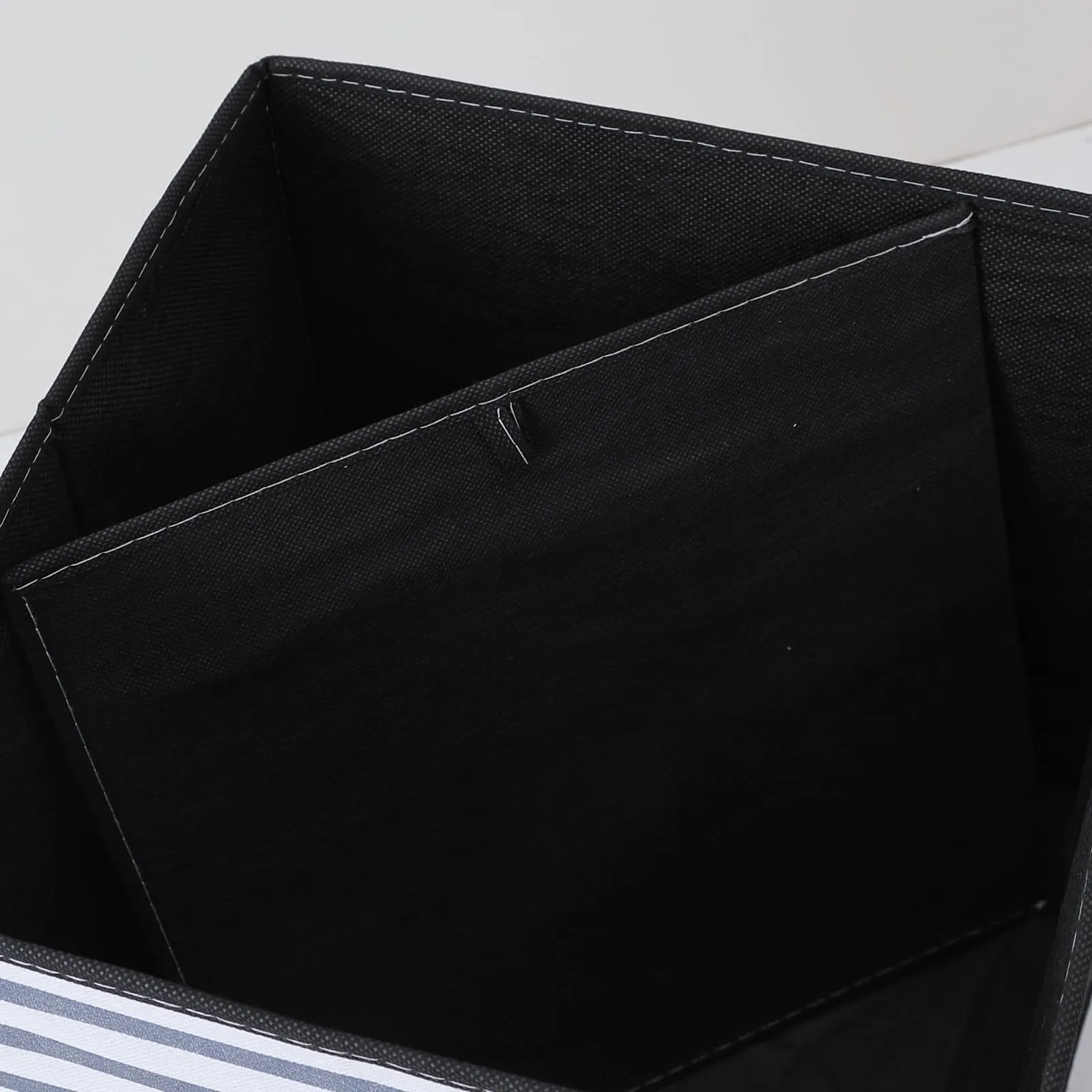 Homestic Foldable Storage Basket|Square Toy Storage Bin|Front Grab Handle|Wardrobe, Closet Organizer (Navy Blue)
