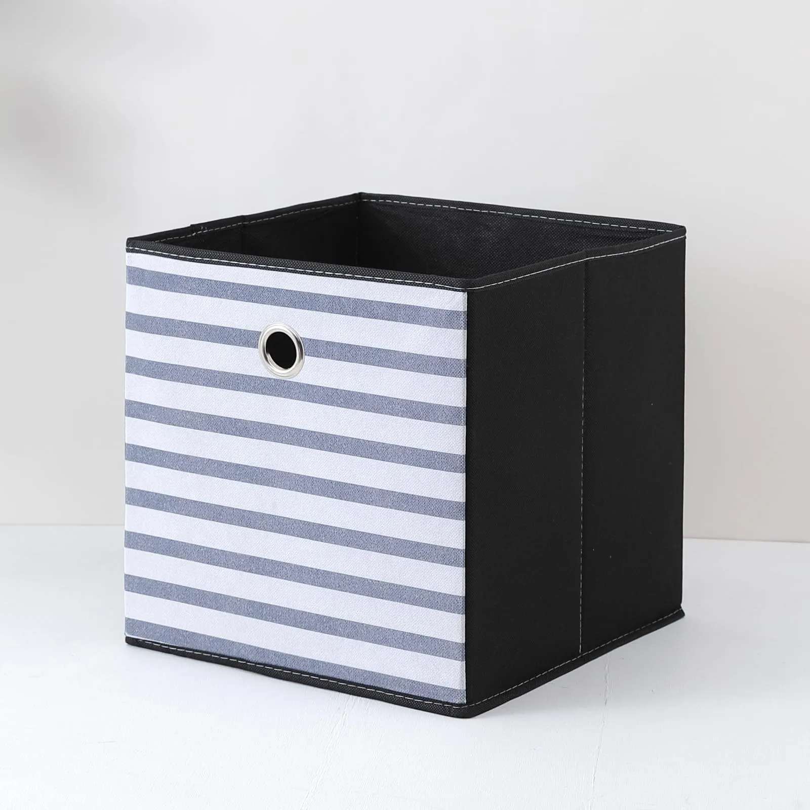Homestic Foldable Storage Basket|Square Toy Storage Bin|Front Grab Handle|Wardrobe, Closet Organizer (Navy Blue)