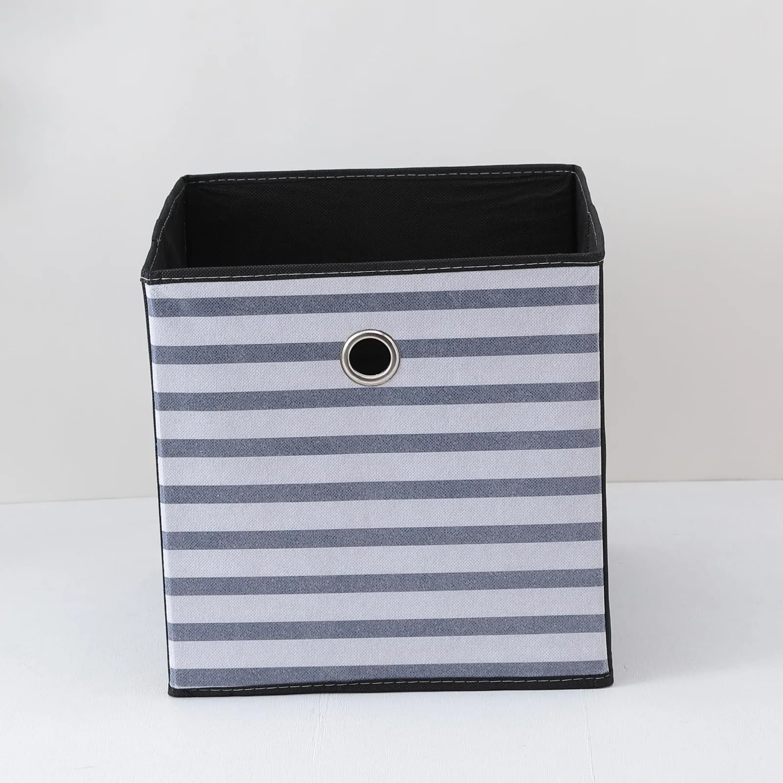 Homestic Foldable Storage Basket|Square Toy Storage Bin|Front Grab Handle|Wardrobe, Closet Organizer (Navy Blue)