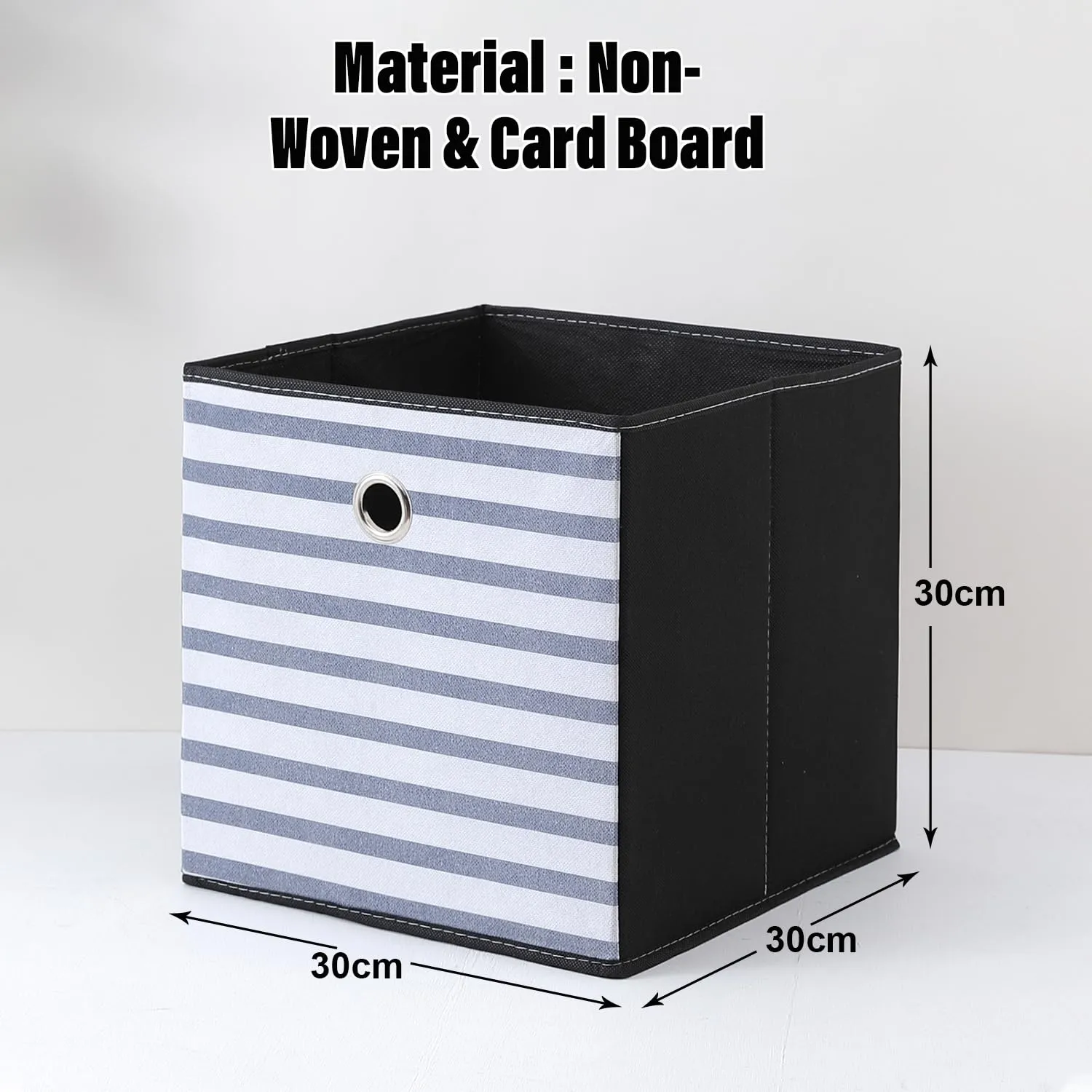 Homestic Foldable Storage Basket|Square Toy Storage Bin|Front Grab Handle|Wardrobe, Closet Organizer (Navy Blue)