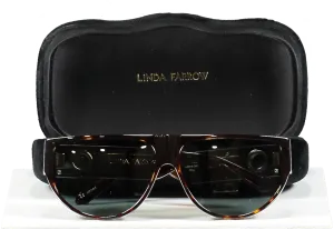 Linda Farrow Dark Brown Elodie Flat Top Sunglasses In Tortoiseshell in Case
