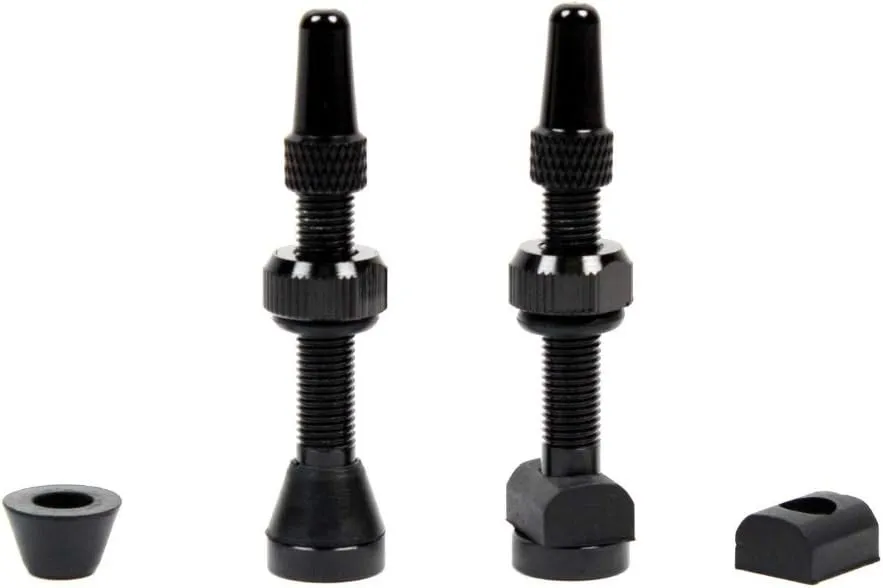 MBP Alloy Tubeless 40mm Bicycle Presta Valve Stems Fits Most Rims with 2 Types of Grommets Included for Each stem.