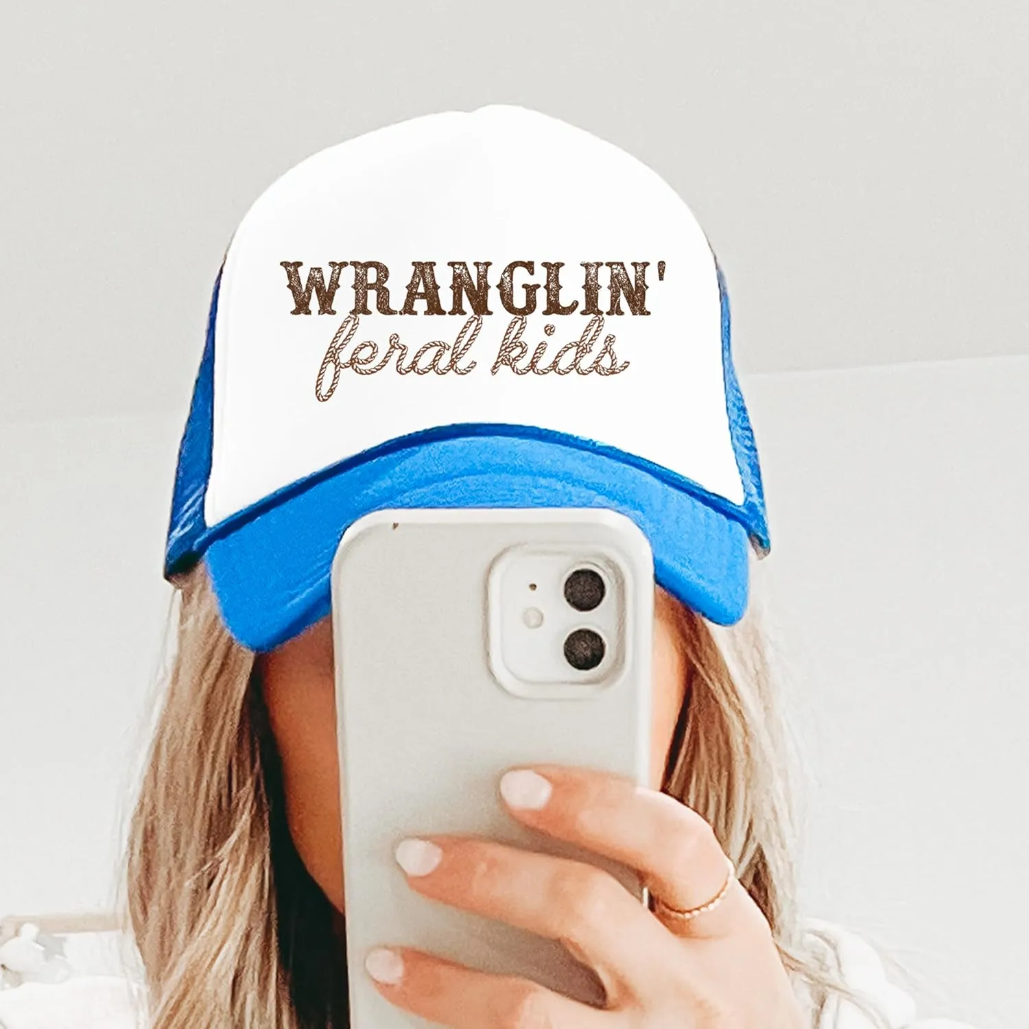 Olive Loves Apple Wranglin' Feral Kids Trucker Hat for Mom and Dad Funny Western Style Cap for Women and Men