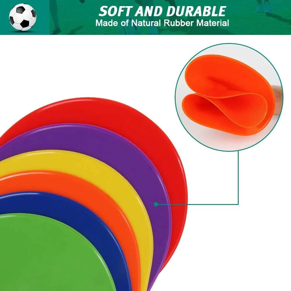 Poly Spot Markers Rubber Floor Dots 4.72inch 9inch 12pcs 24pcs Non Slip Flat Cones Agility Dots Rubber Circles for Gym Soccer Basketball Sports Speed Agility Training Dance Classroom