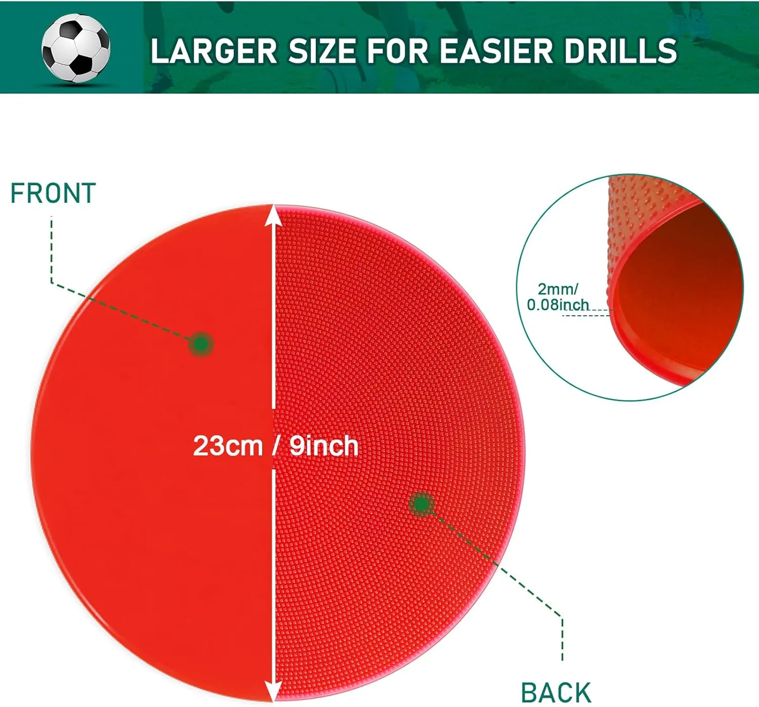 Poly Spot Markers Rubber Floor Dots 4.72inch 9inch 12pcs 24pcs Non Slip Flat Cones Agility Dots Rubber Circles for Gym Soccer Basketball Sports Speed Agility Training Dance Classroom