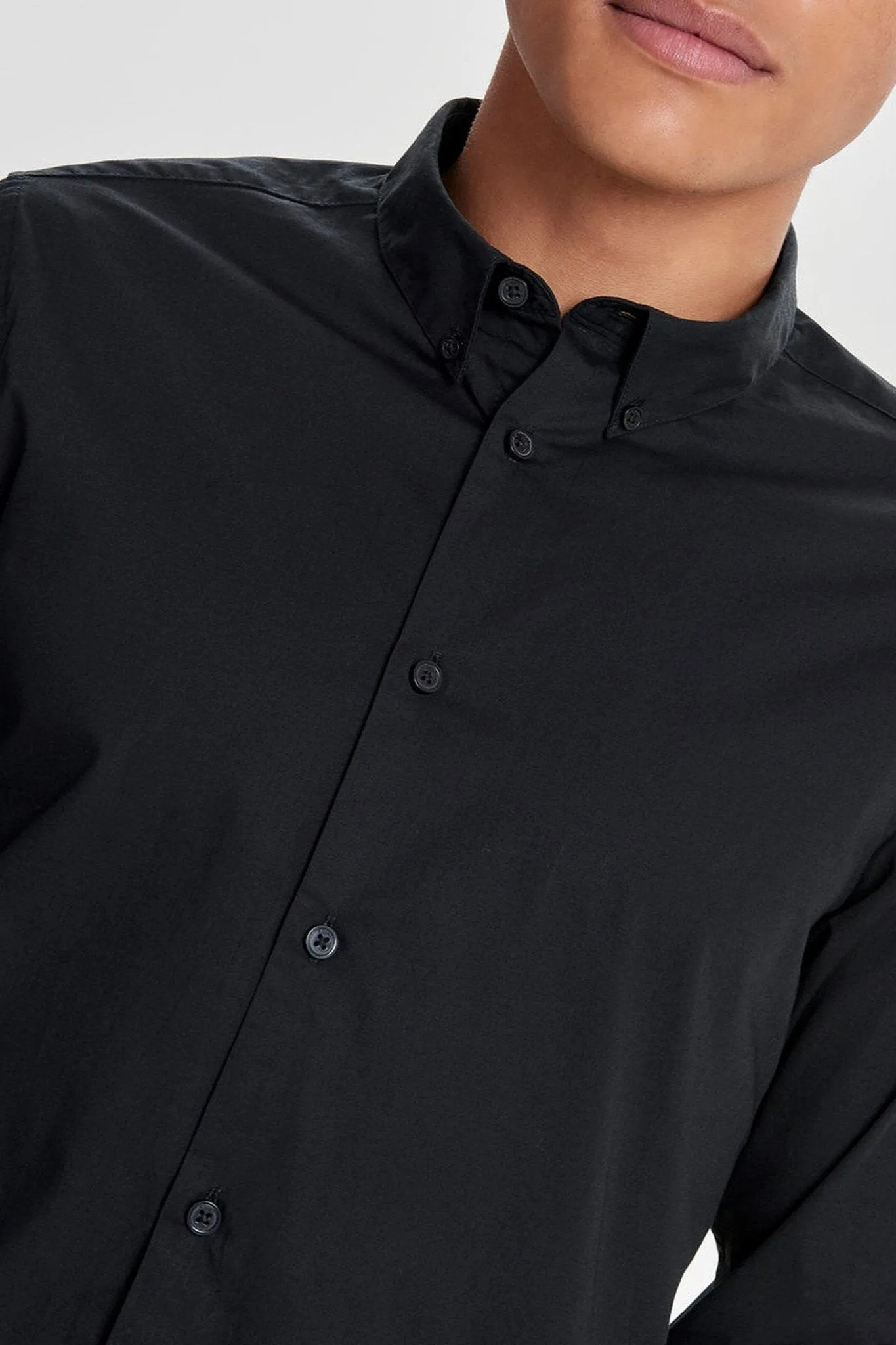 Poplin Long Sleeve Shirt - Black