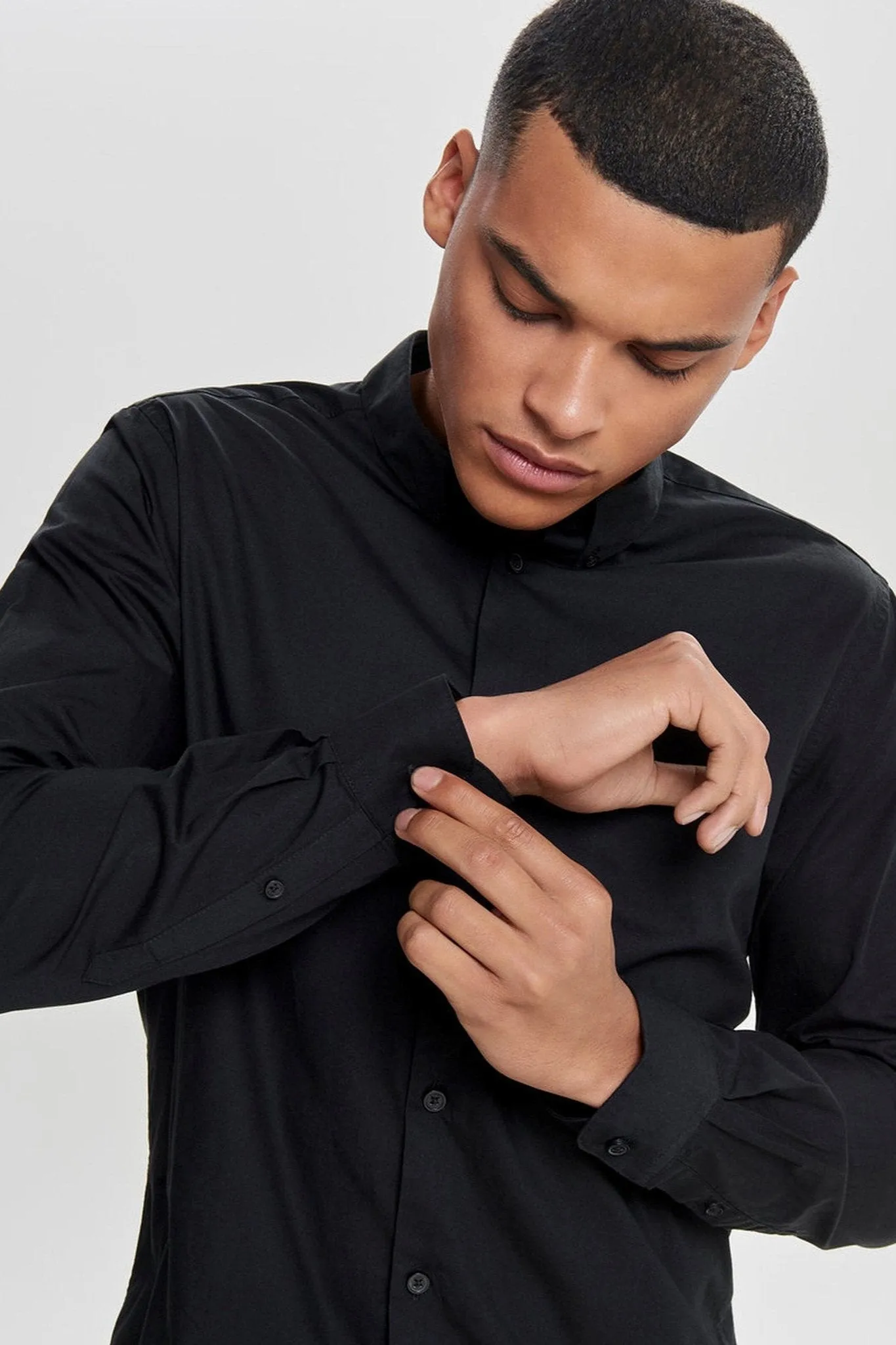 Poplin Long Sleeve Shirt - Black