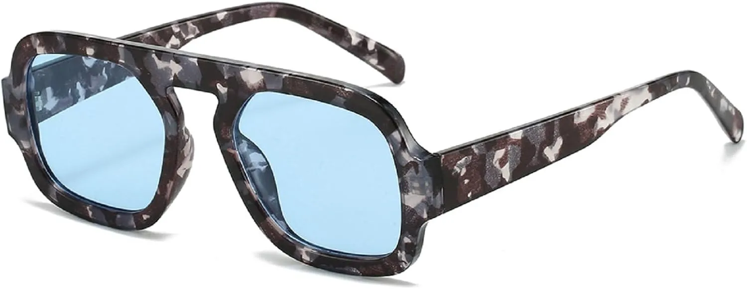 Retro Square Sunglasses Women Fashion Gradient Shades UV400 Men Punk Blue Green Sun Glasses N47