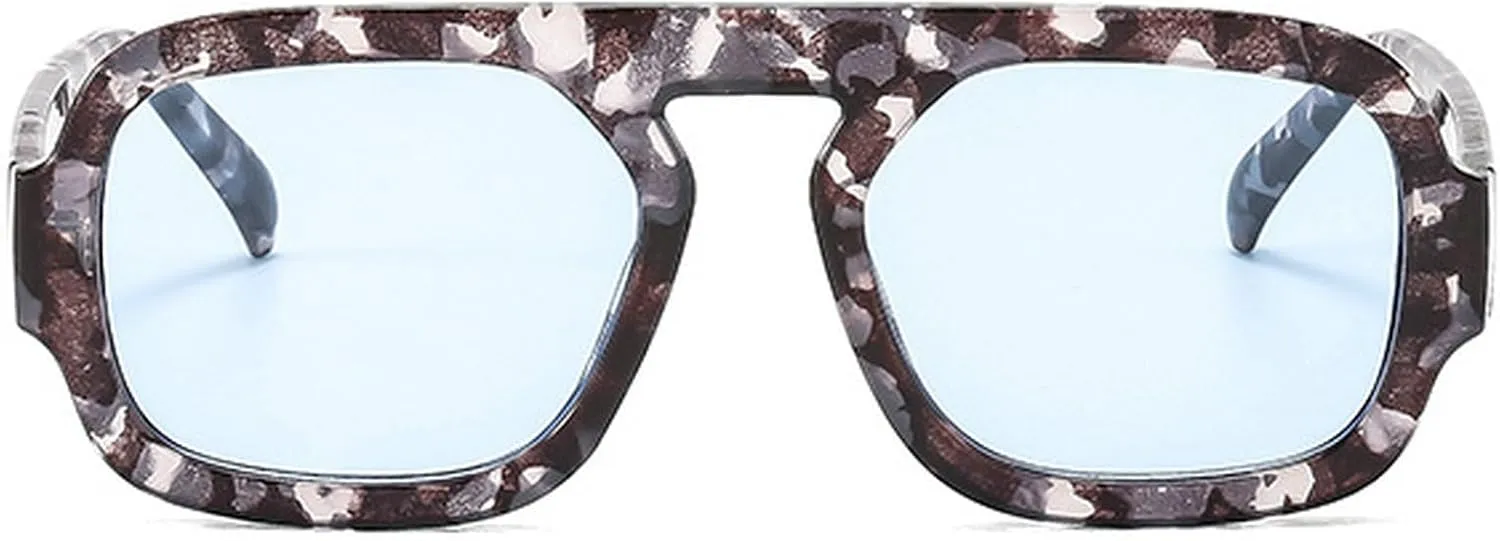 Retro Square Sunglasses Women Fashion Gradient Shades UV400 Men Punk Blue Green Sun Glasses N47
